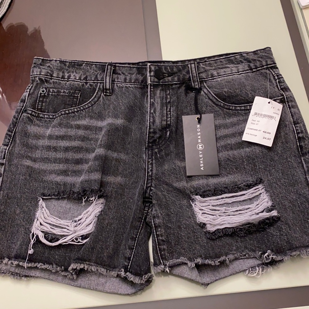 Black jeans shorts